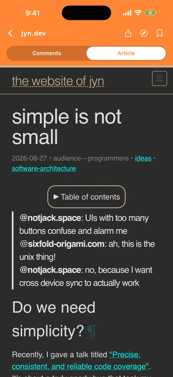 Orange Reader for HN — app screenshot