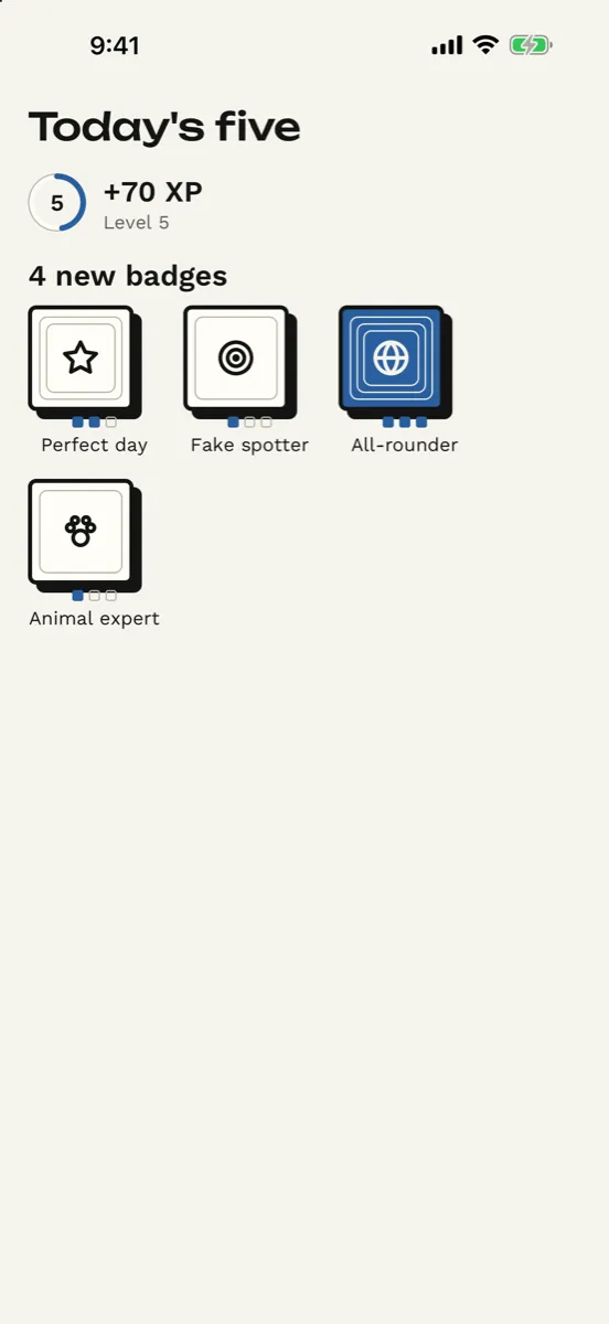 Five Facts: Daily Trivia Quiz — app screenshot