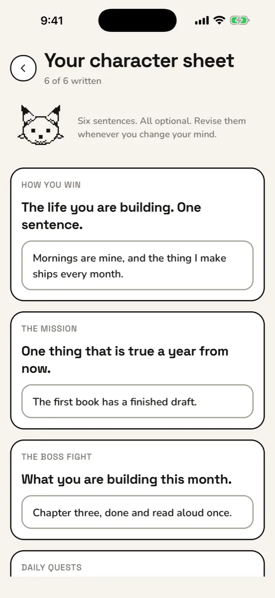 Statblock — app screenshot