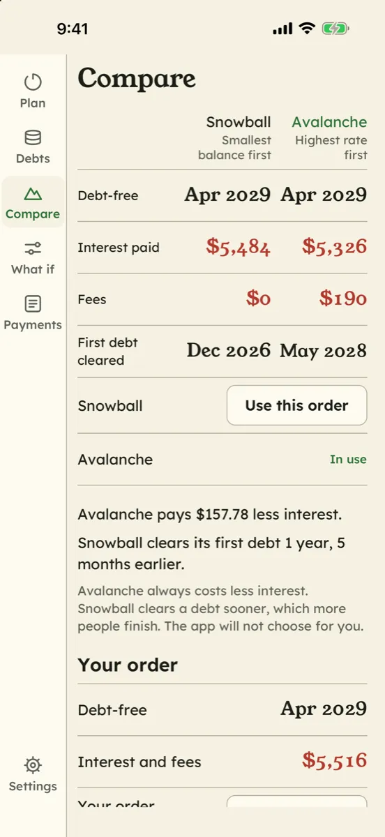 Paid in Full: Debt Free Date — app screenshot