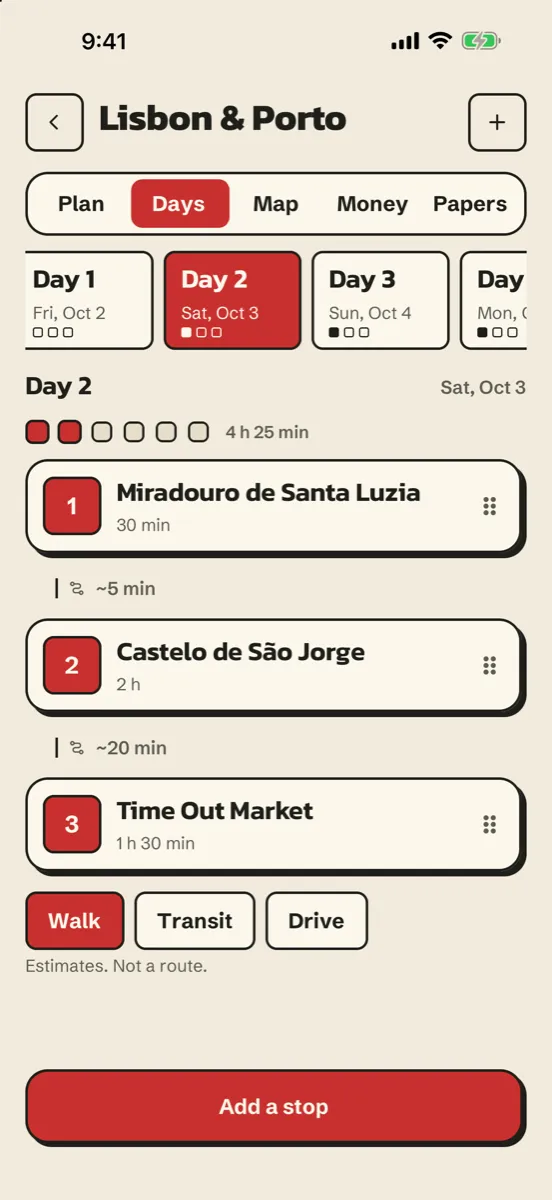 Valise: Trip Planner & Split — app screenshot