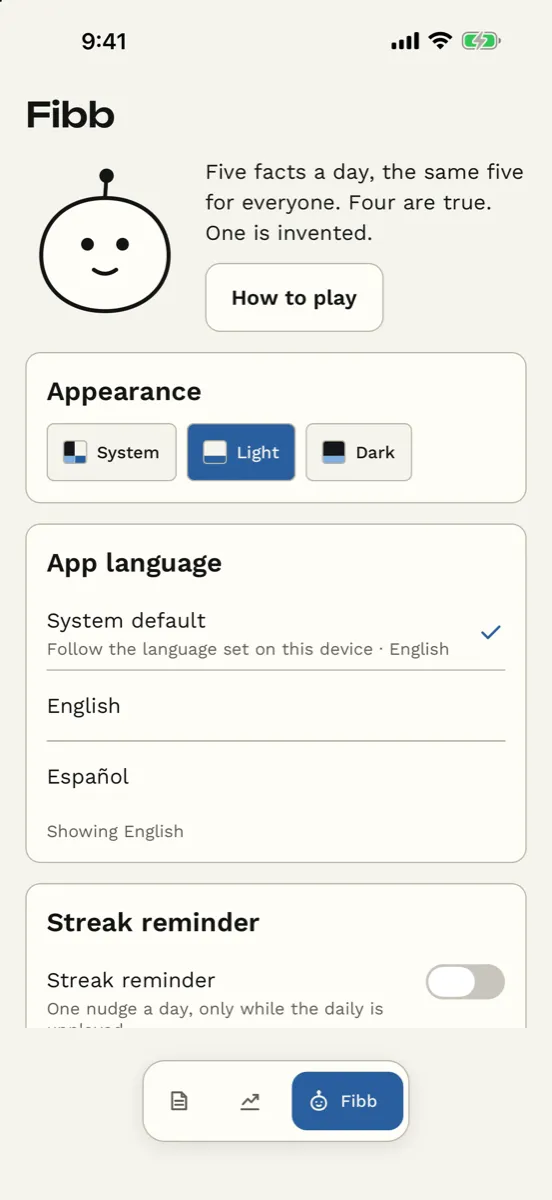 Five Facts: Daily Trivia Quiz — app screenshot
