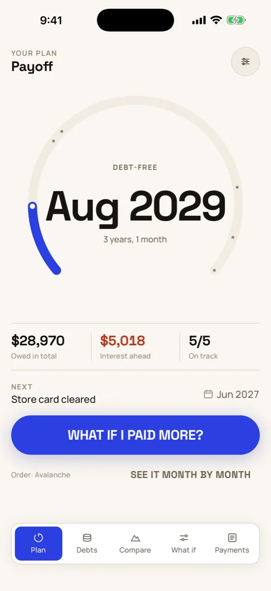 Payoff screenshot
