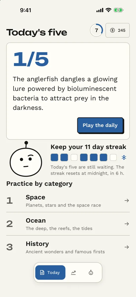Five Facts: Daily Trivia Quiz screenshot
