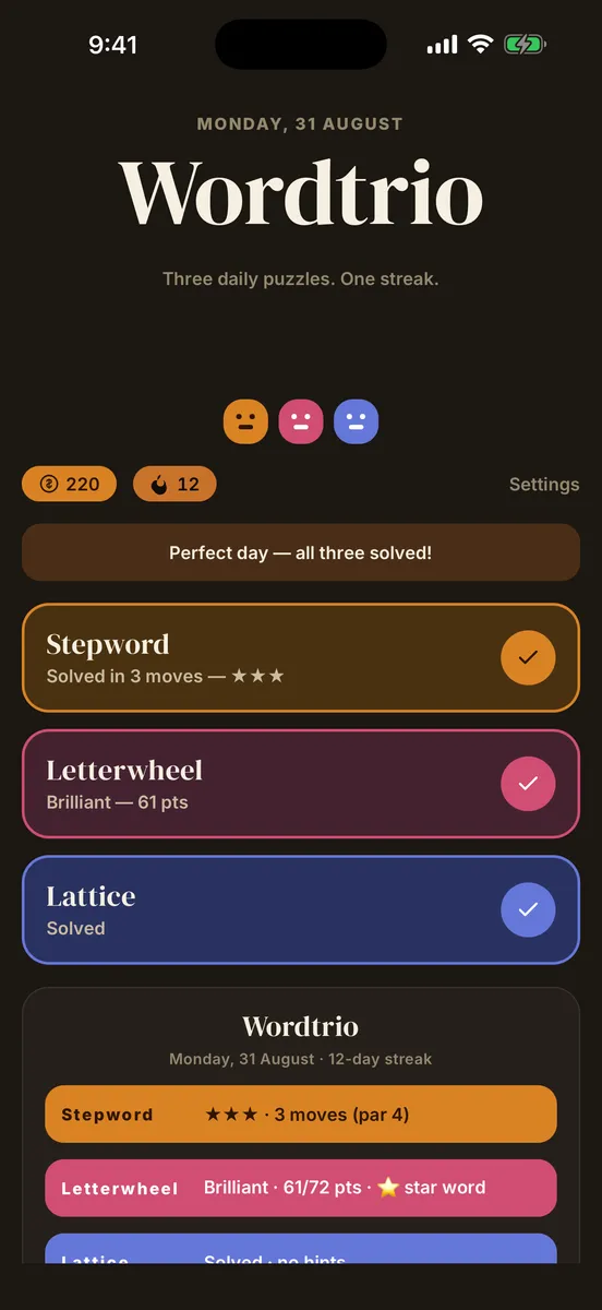 Wordtrio screenshot
