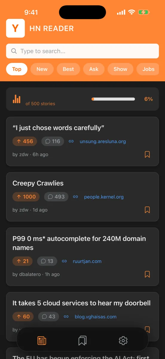 HN Reader screenshot