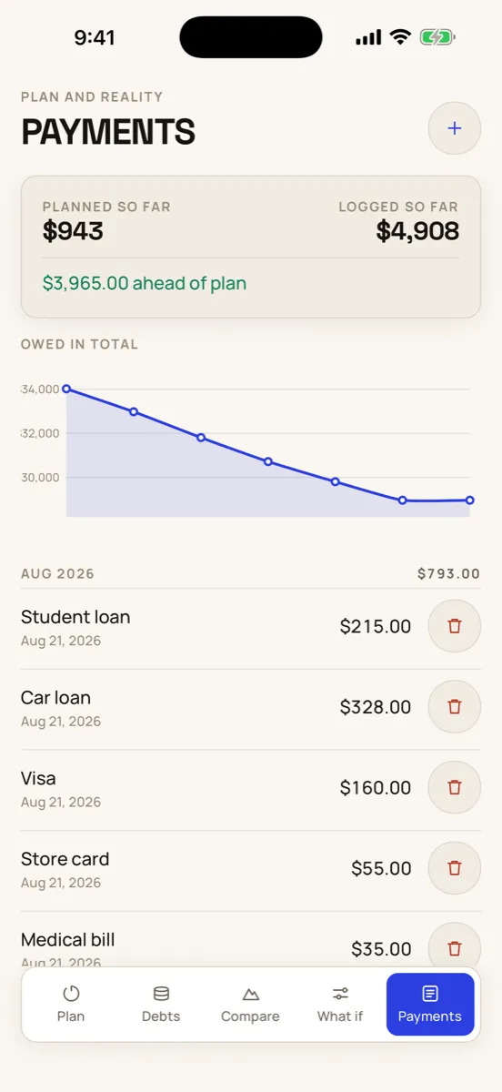 Payoff — capture de l'app