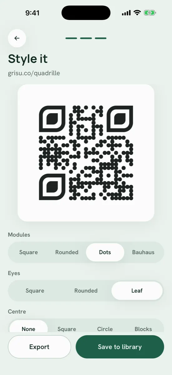 Quadrille — app screenshot