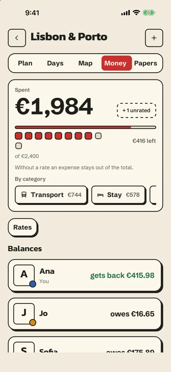 Valise: Trip Planner & Split — app screenshot