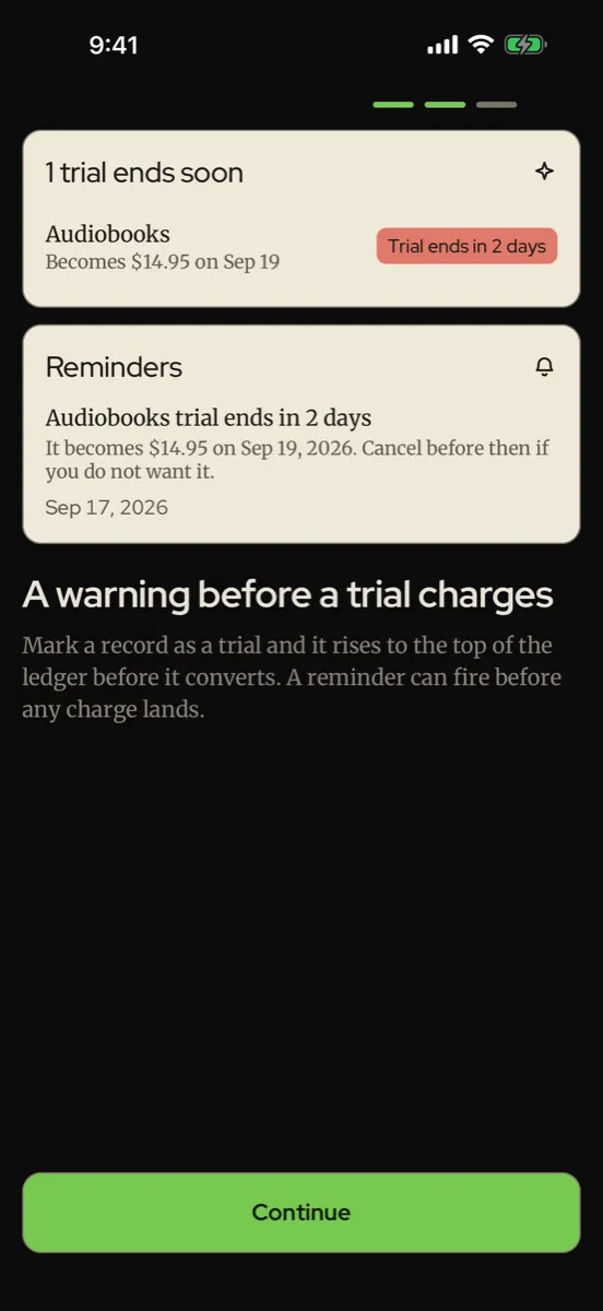 Subledger — app screenshot
