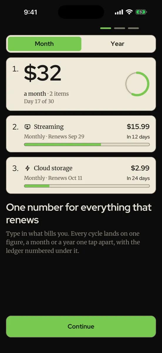 Subledger — app screenshot