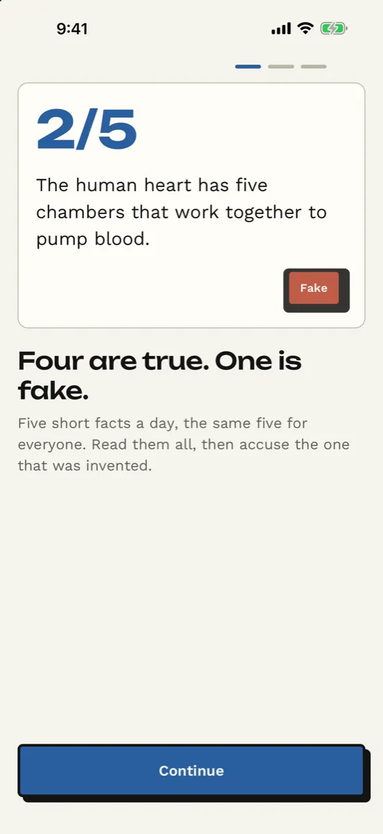 Five Facts: Daily Trivia Quiz — app screenshot