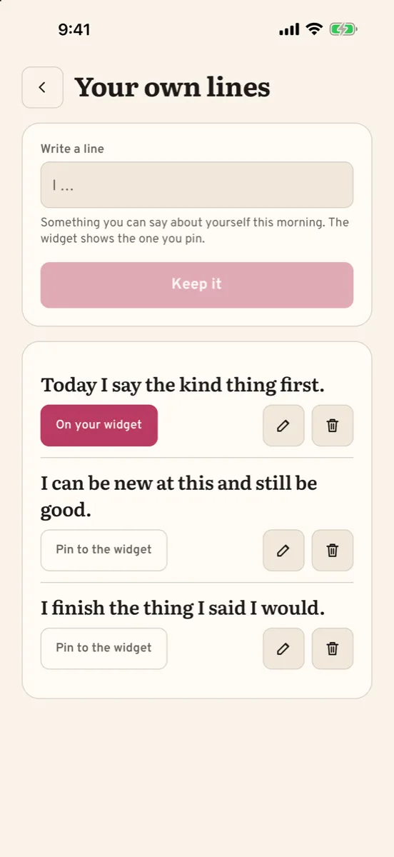 Aubade: Daily Affirmations — app screenshot
