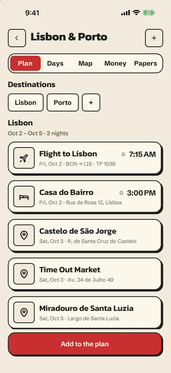 Valise: Trip Planner & Split — app screenshot