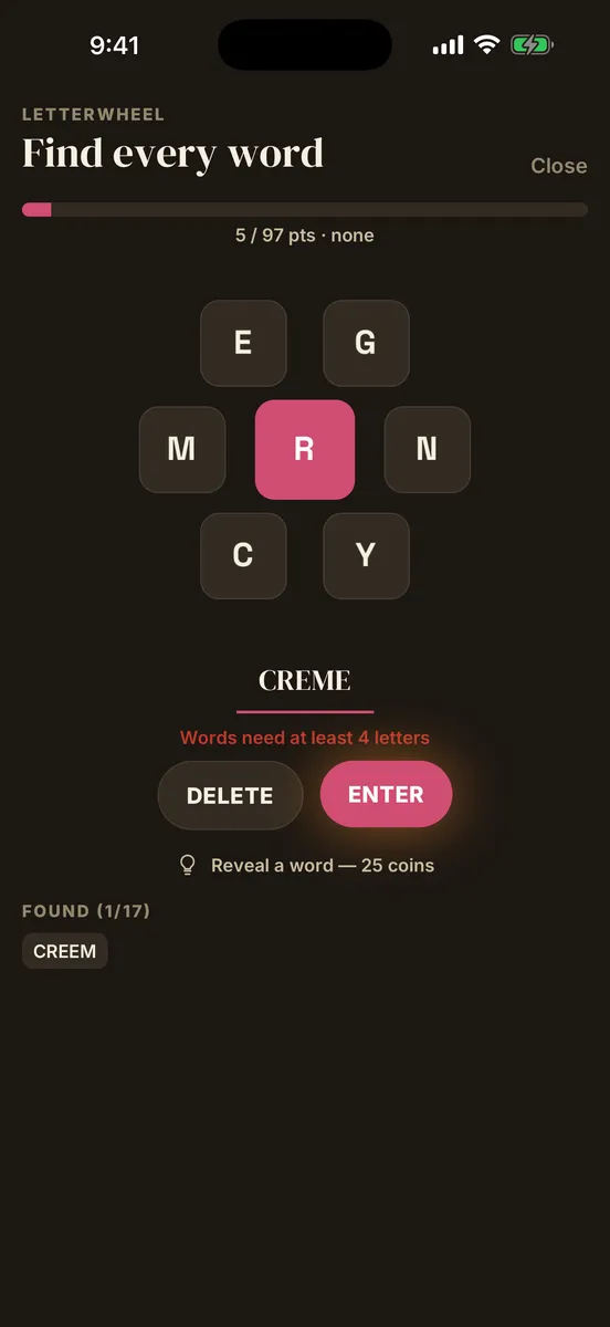 Wordtrio — app screenshot
