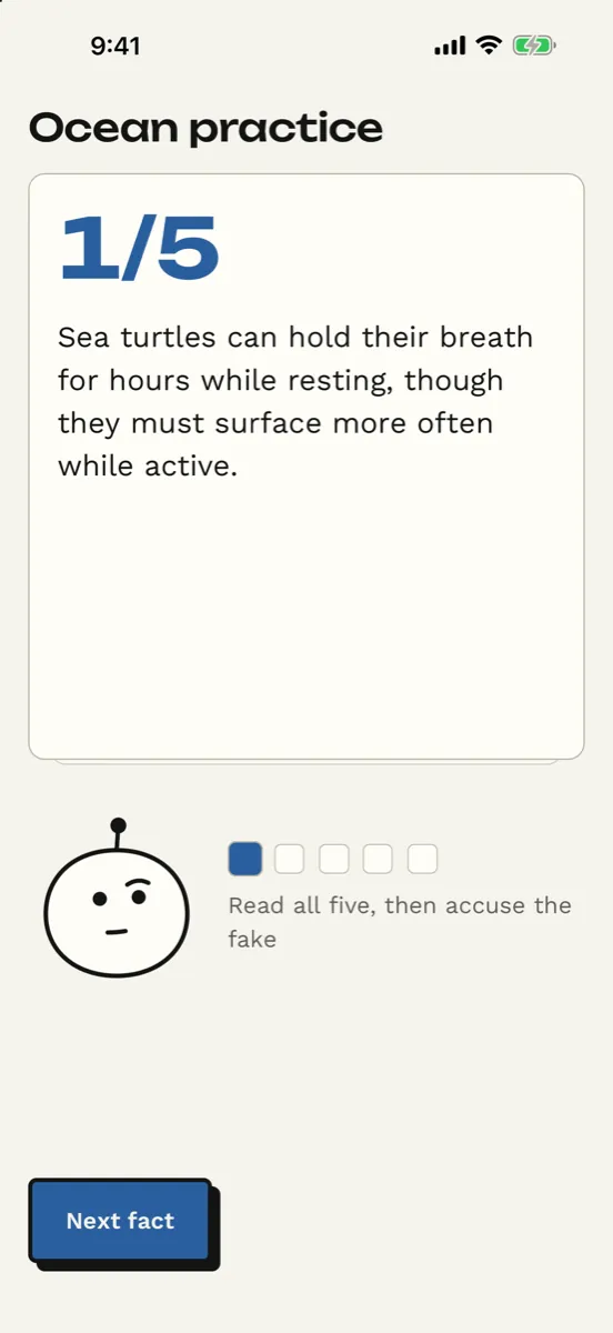Five Facts: Daily Trivia Quiz — app screenshot