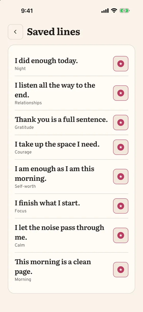 Aubade: Daily Affirmations — app screenshot
