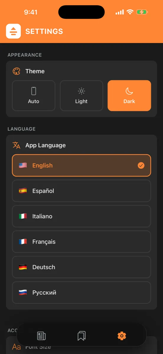 Orange Reader for HN — app screenshot
