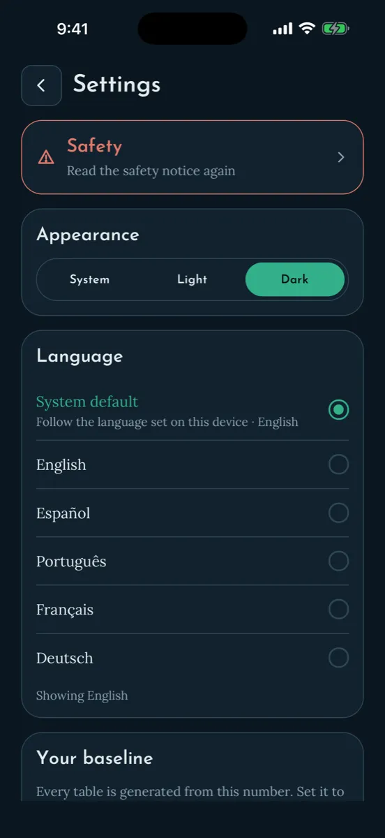Breathhold — capture de l'app