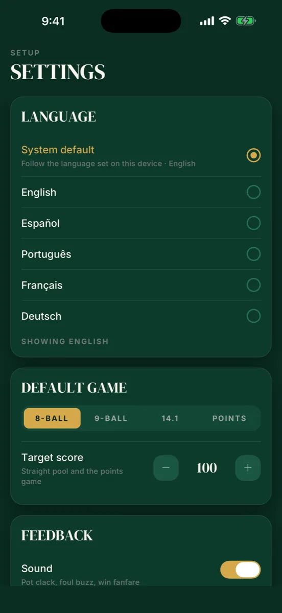 Pool Scorer — app screenshot