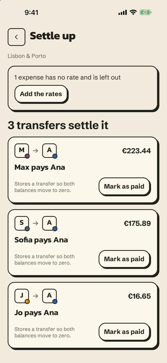 Valise: Trip Planner & Split — app screenshot