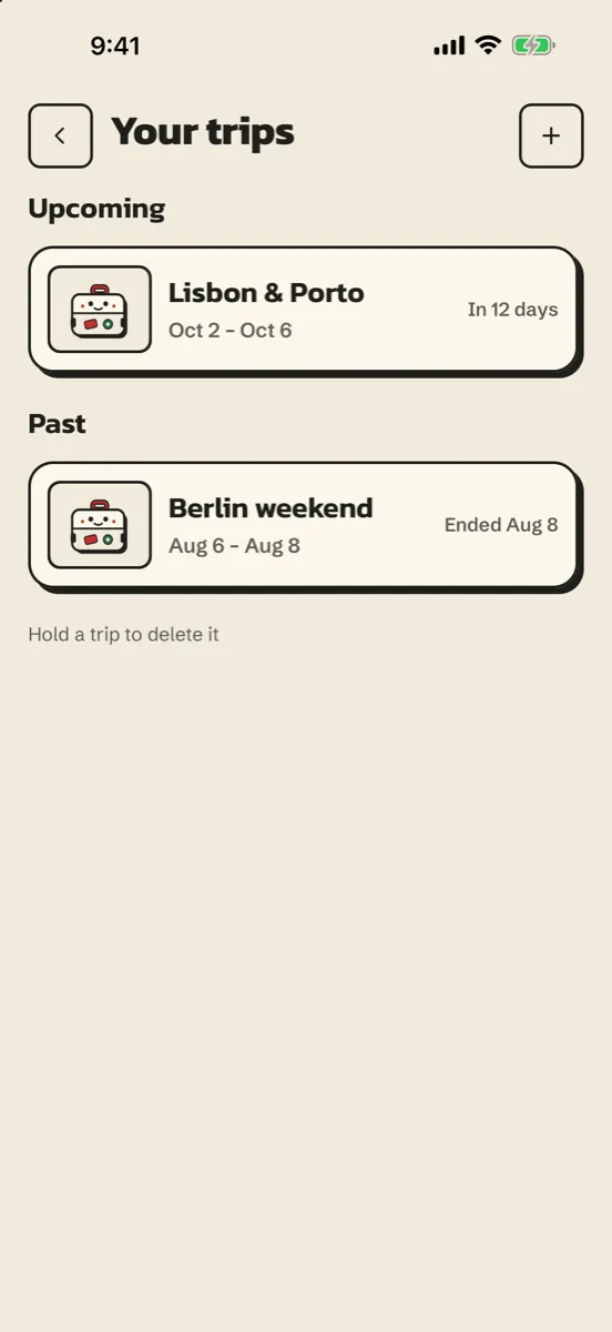 Valise: Trip Planner & Split — app screenshot