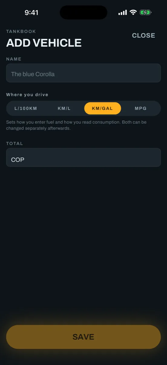 Tankbook — app screenshot