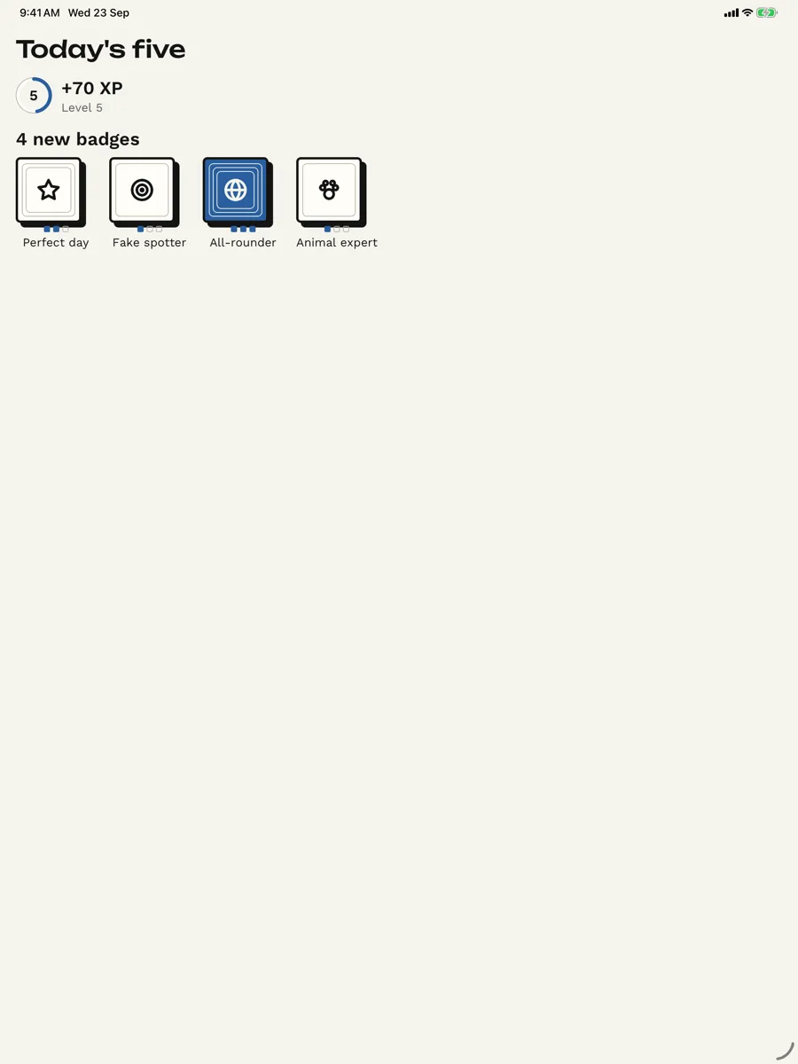 Five Facts: Daily Trivia Quiz — app screenshot