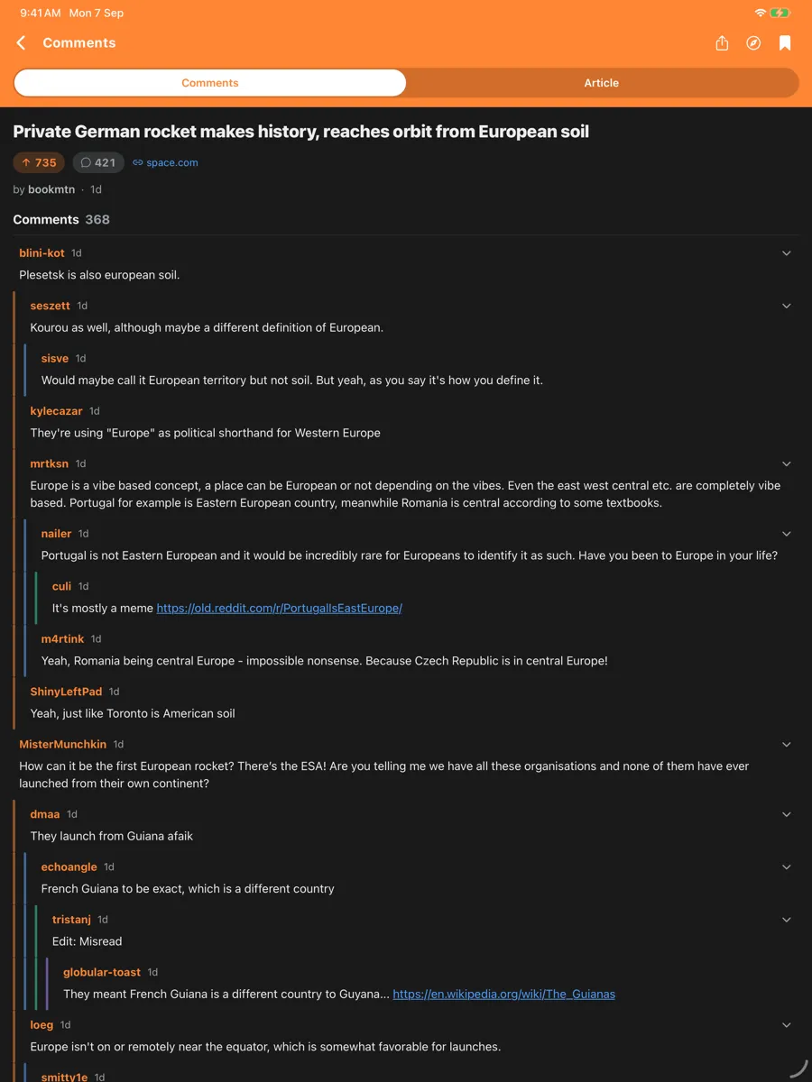 Orange Reader for HN — app screenshot