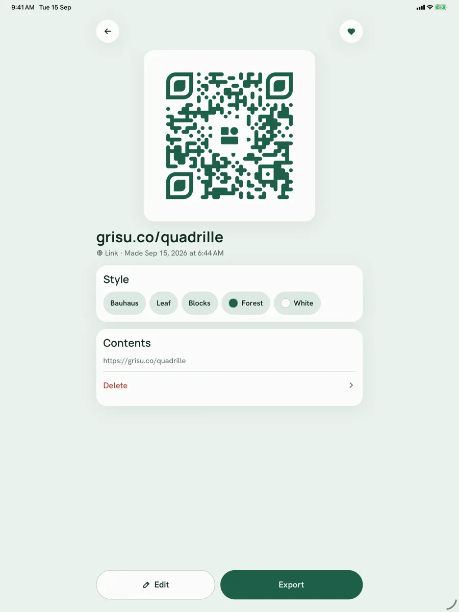 Quadrille — app screenshot