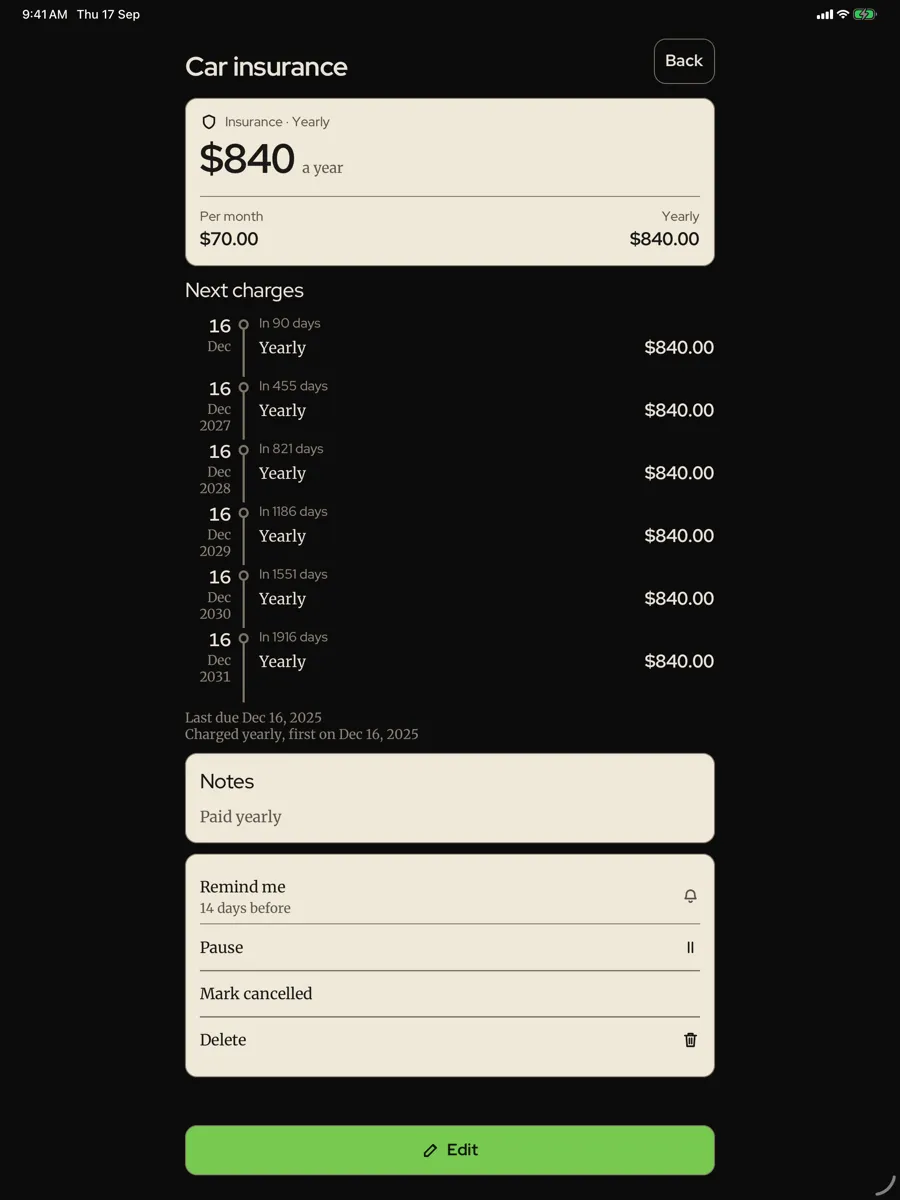 Subledger — app screenshot