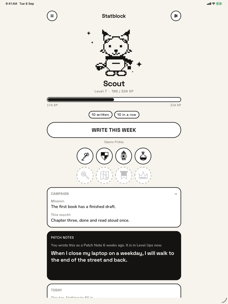Statblock — app screenshot