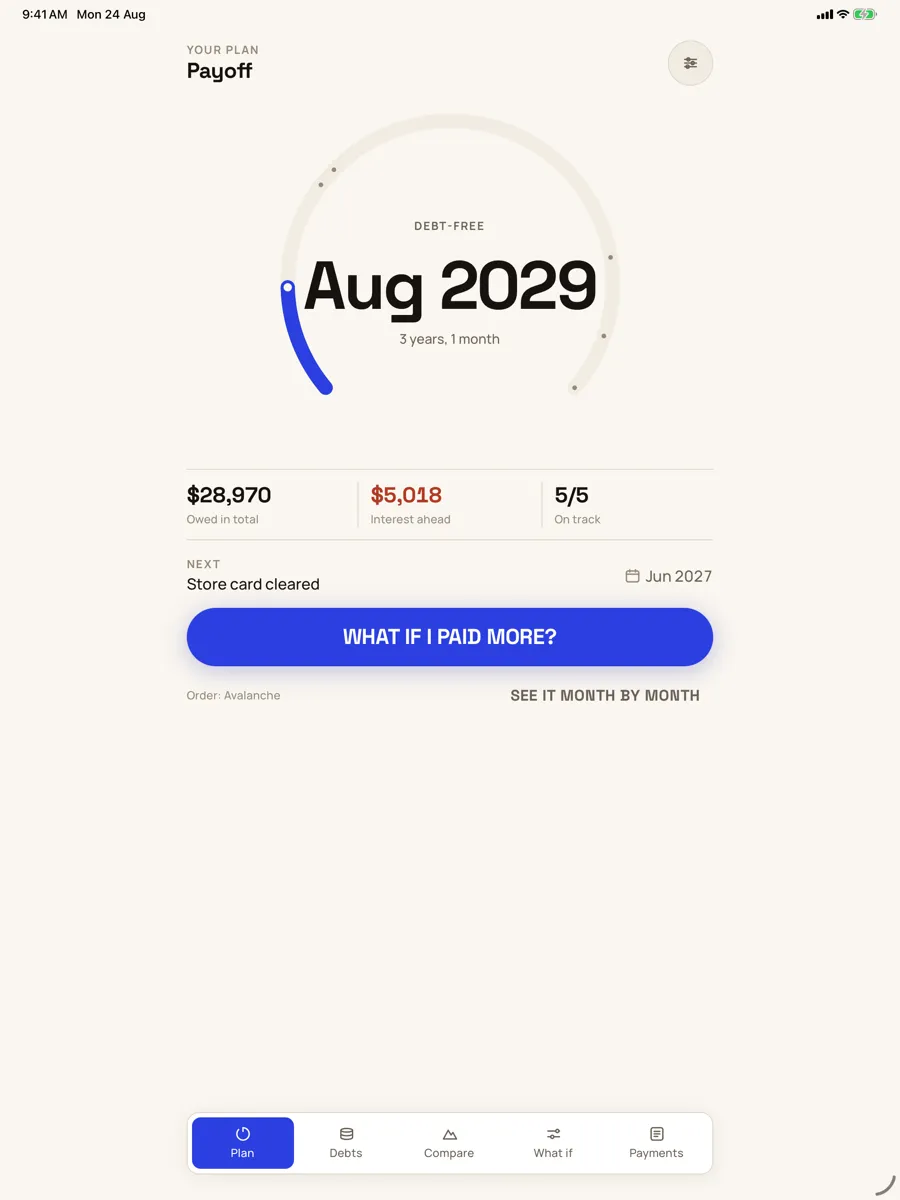 Payoff — capture de l'app