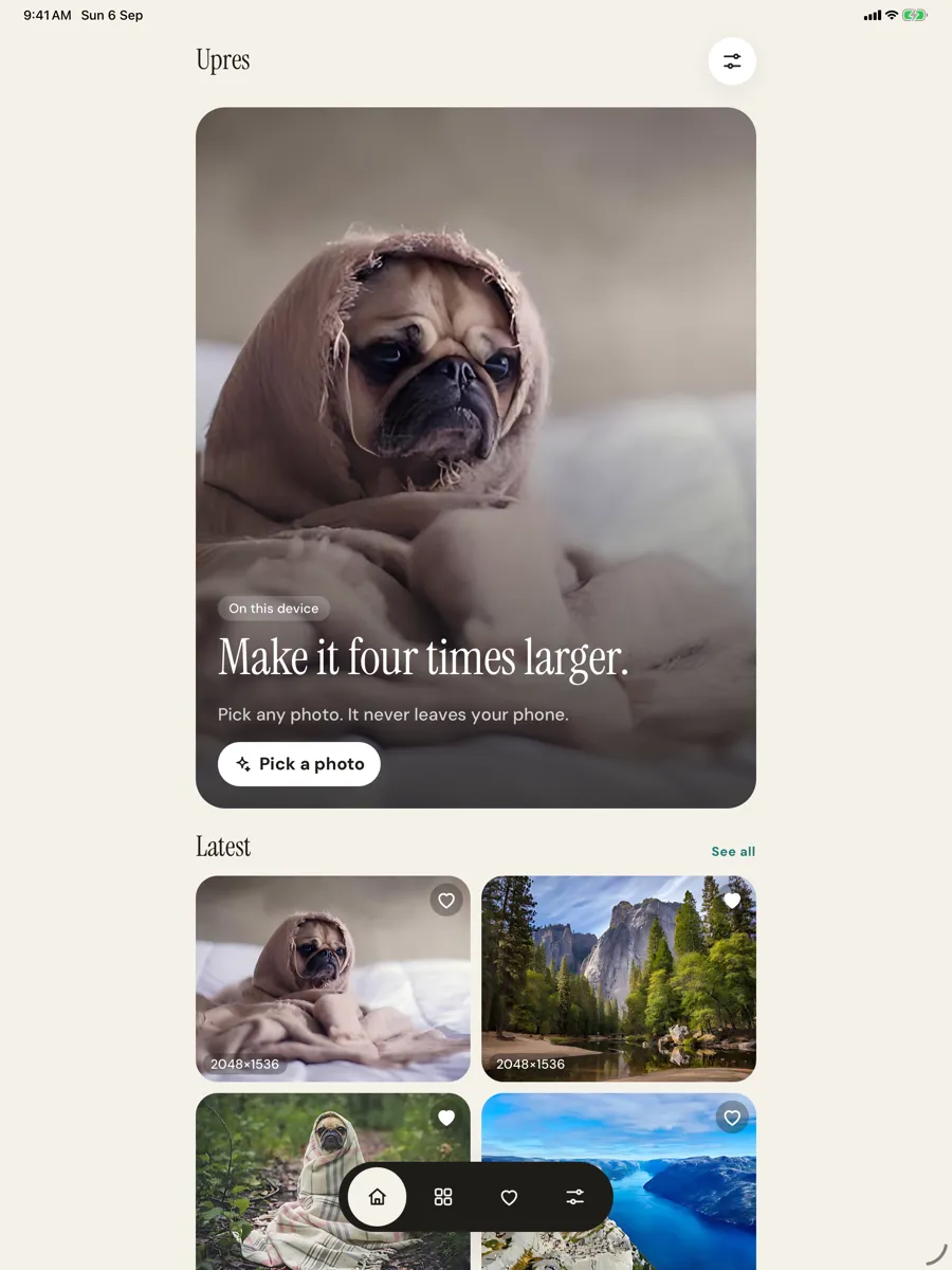 Upres — app screenshot