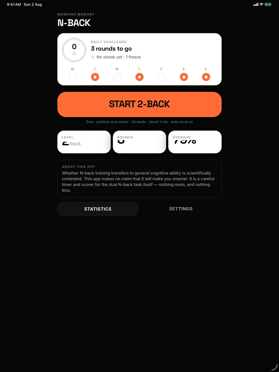 N-Back — app screenshot