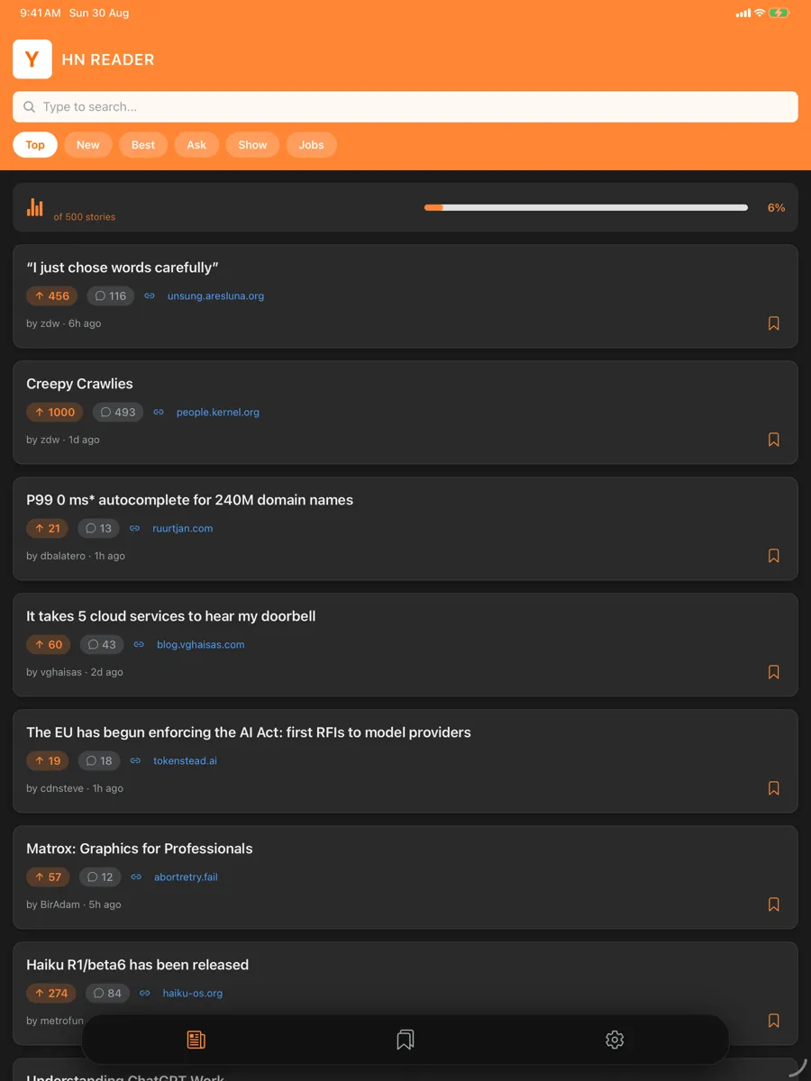 HN Reader — app screenshot