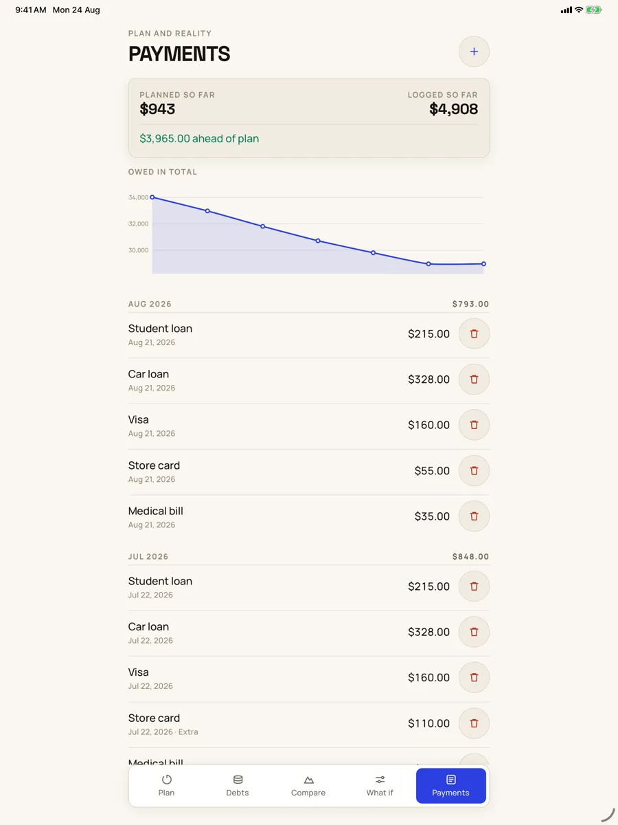 Payoff — capture de l'app