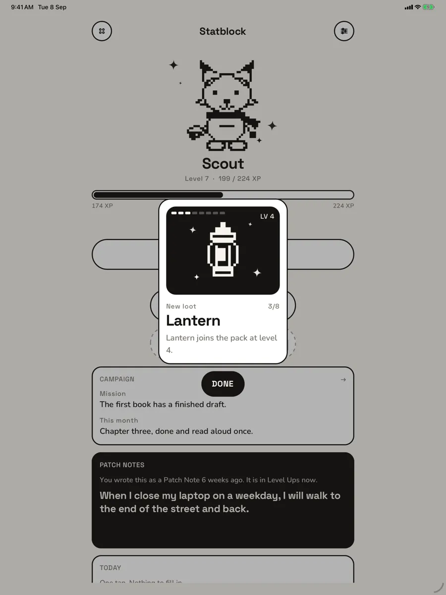 Statblock — app screenshot