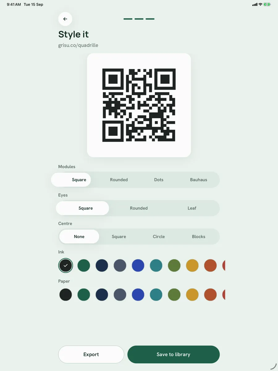 Quadrille — app screenshot