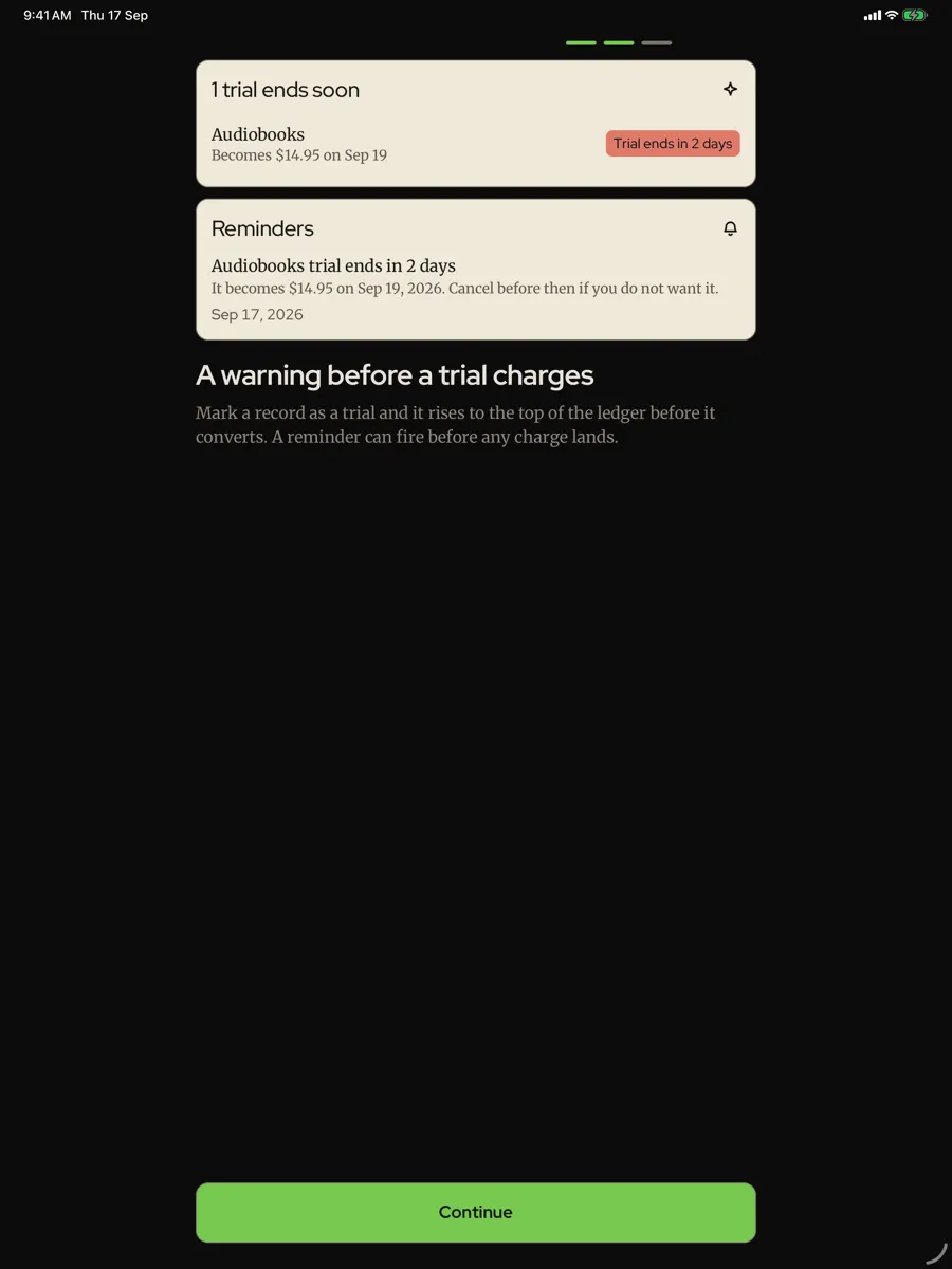Subledger — app screenshot