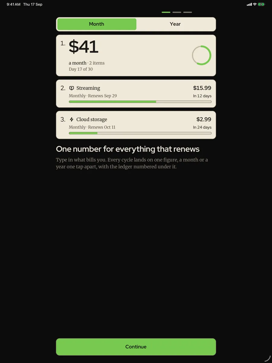 Subledger — app screenshot