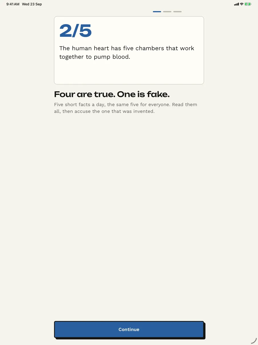 Five Facts: Daily Trivia Quiz — app screenshot