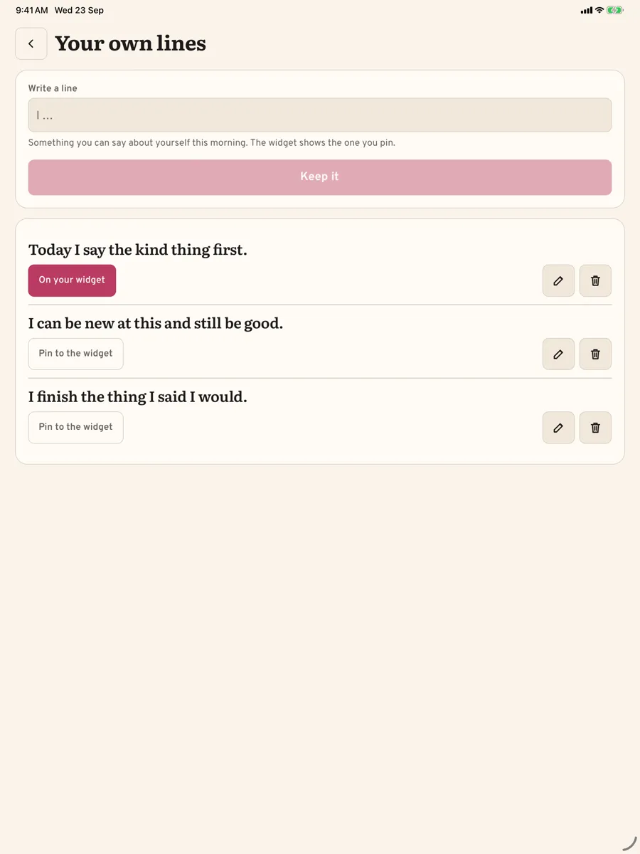 Aubade: Daily Affirmations — app screenshot