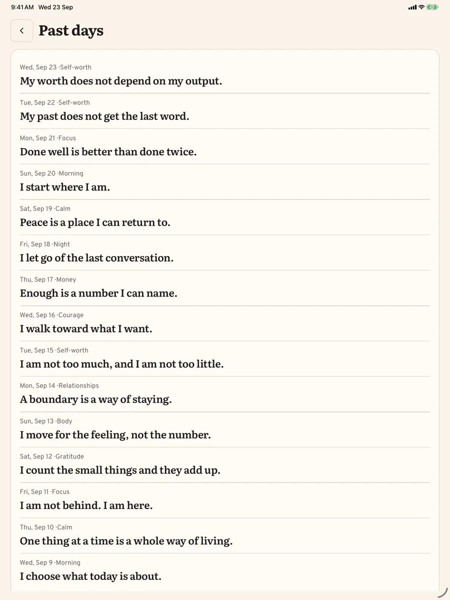 Aubade: Daily Affirmations — app screenshot