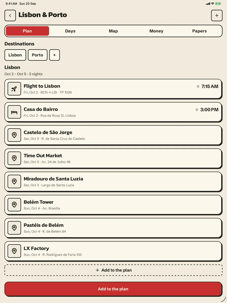Valise: Trip Planner & Split — app screenshot