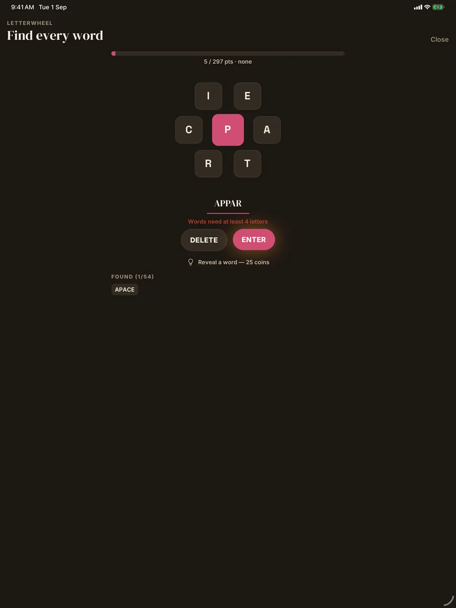 Wordtrio — app screenshot