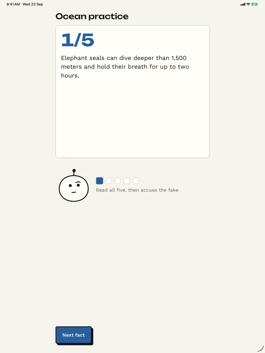 Five Facts: Daily Trivia Quiz — app screenshot