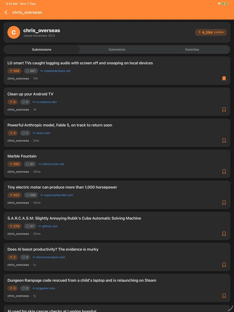 Orange Reader for HN — app screenshot