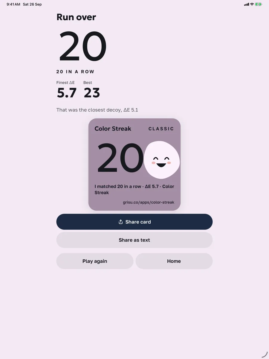 Color Streak: Shade Match Game — app screenshot