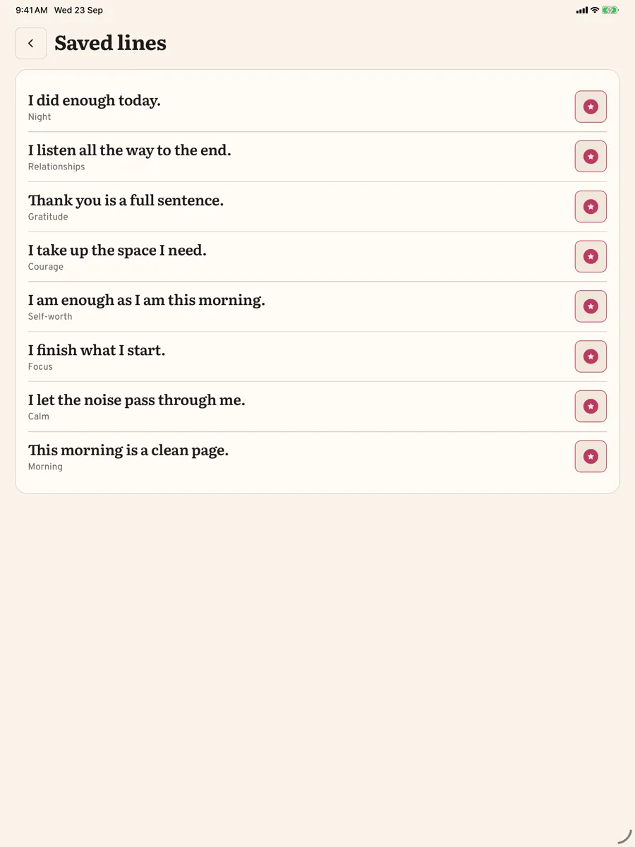 Aubade: Daily Affirmations — app screenshot